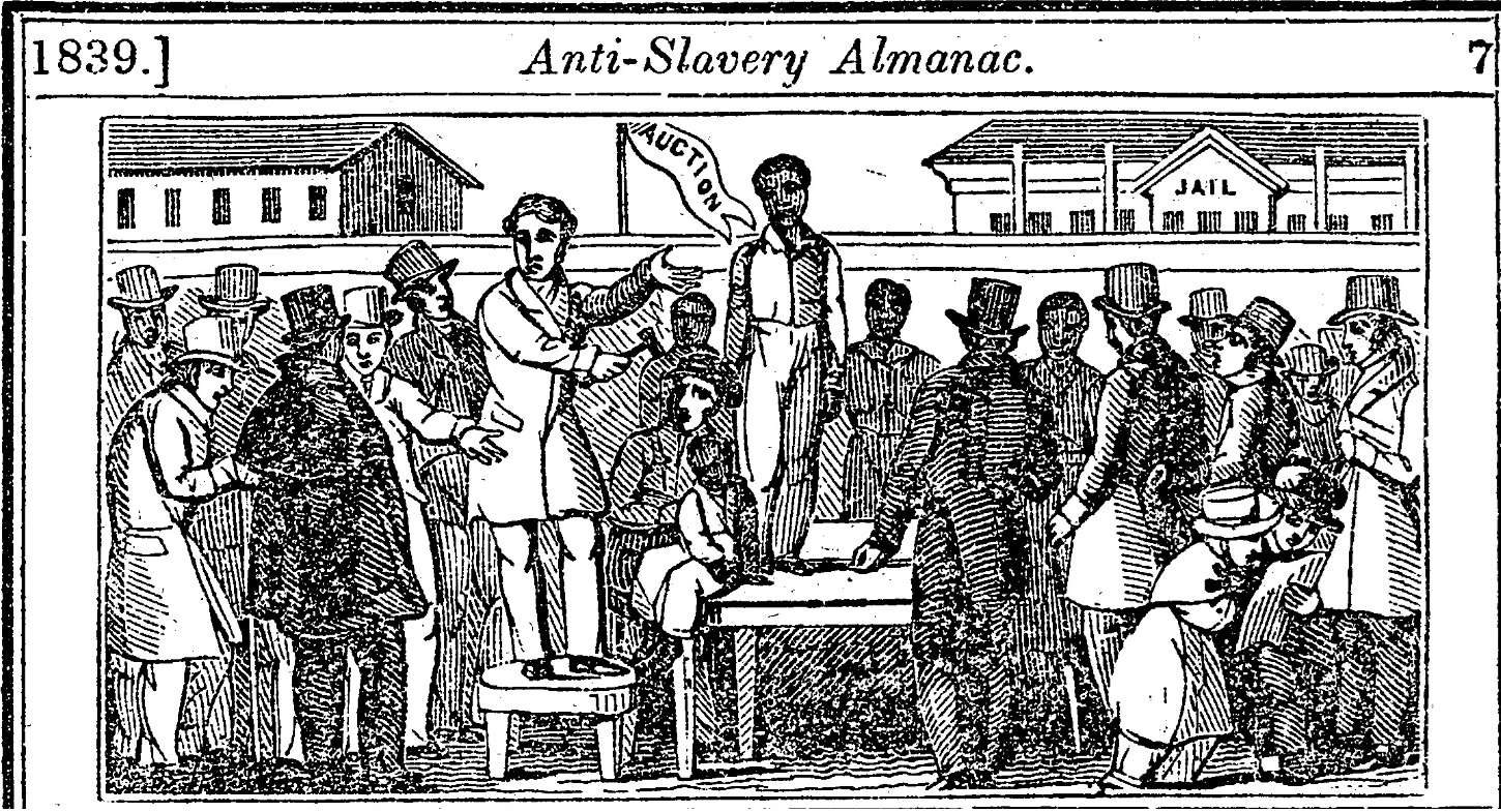 Illustration from the 1839 Anti-Slavery Almanac