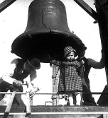 Erecting a display platform for the bell.