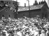Crowds like the one shown here in Harrisburg, PA, awaited the train at every stop.