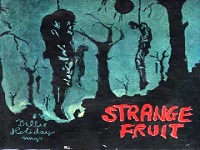 Record sleeve for Strange Fruit, showing two lynched figures hanging from bare trees