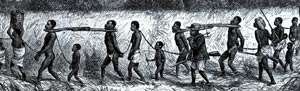 chained slaves marching