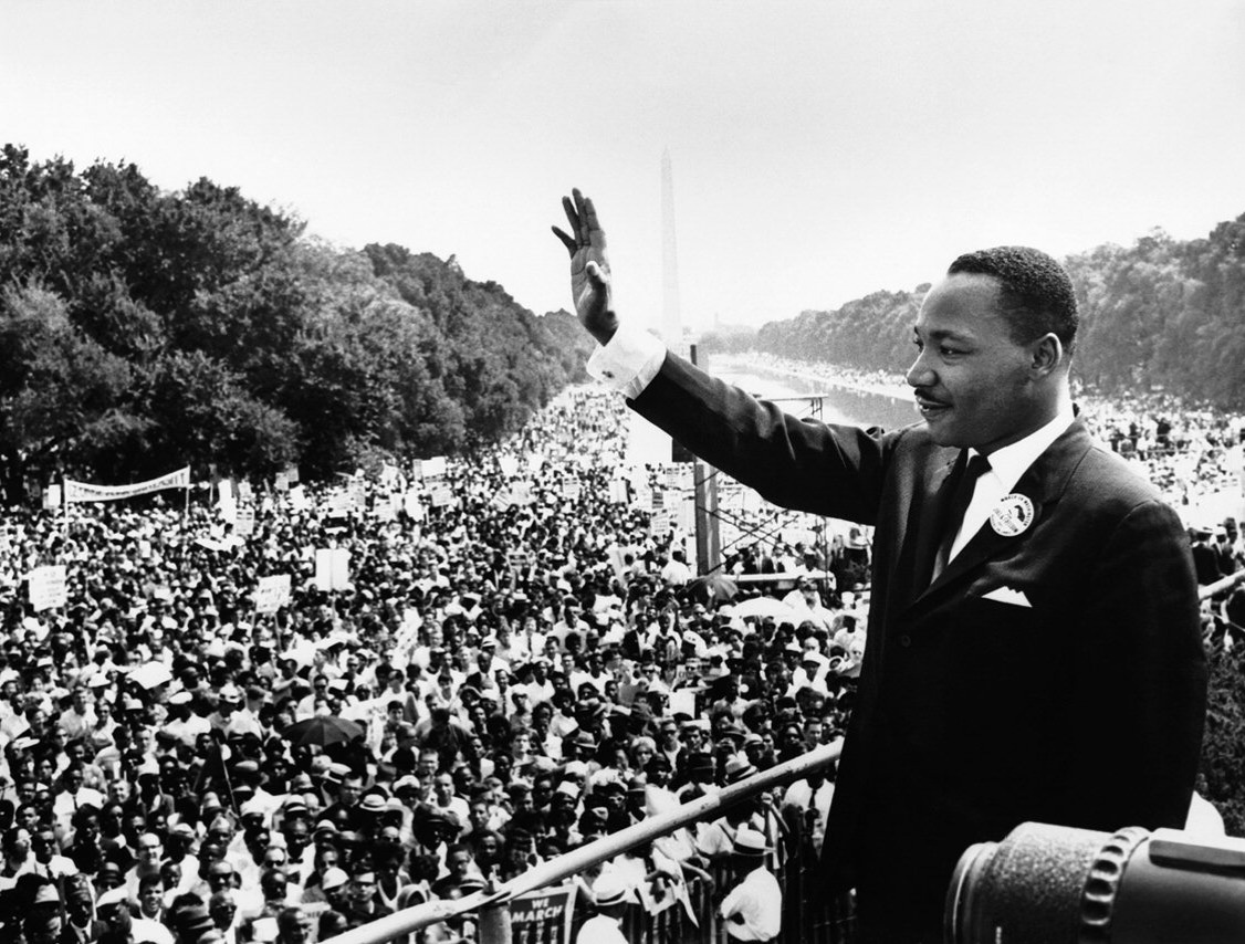 King addressing demonstrators