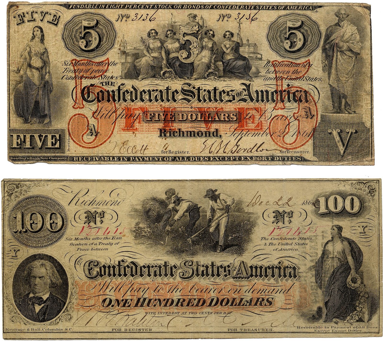 Confederate notes functioned as money, but they were essentially government IOUs