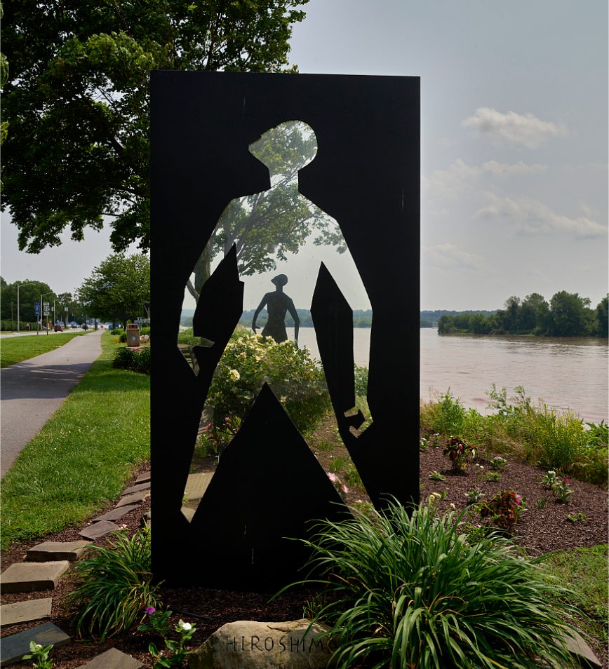 Artist Frederick Franck's 1990 "The Unkillable Human" metal-art sculptures in the Peace Garden along the Susqu