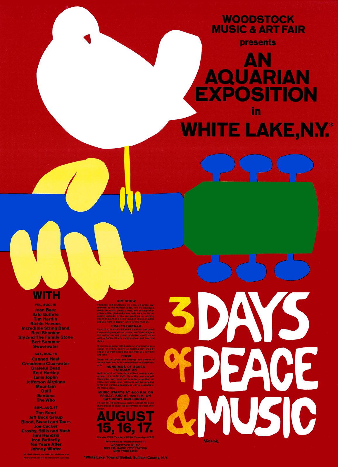 Promotional poster for the 1969 Woodstock Music and Arts Fair